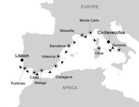 Cruises Around The World Silversea Silver Cloud July 8-19 2028 Civitavecchia (Rome) to Lisbon, Portugal