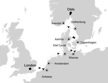 Cruises Around The World Silversea Silver Cloud June 10-20 2026 London, United Kingdom to Oslo, Norway