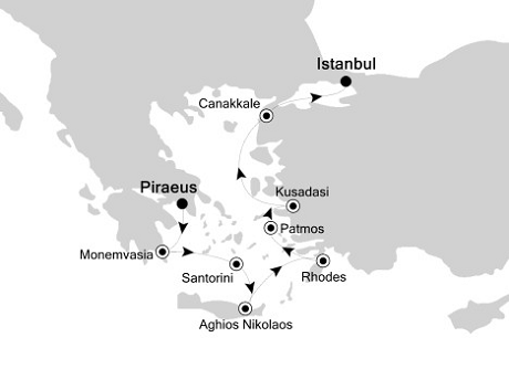 Cruises Around The World Silversea Silver Cloud May 18-27 2028 Athens (Piraeus), Greece to Istanbul