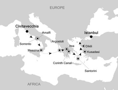 Cruises Around The World Silversea Silver Cloud October 4-14 2028 Civitavecchia (Rome) to Istanbul