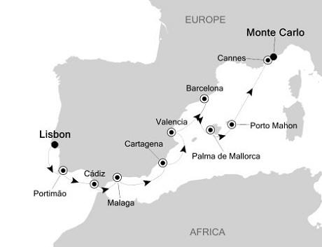 Cruises Around The World Silversea Silver Cloud September 6-16 2028 Lisbon, Portugal to Monte Carlo