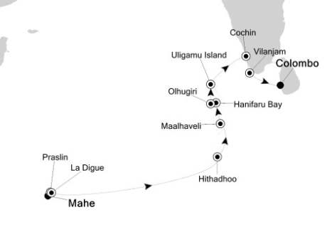 Cruises Around The World Silversea Silver Discoverer January 30 February 11 2026 Mahé, Seychelles to Colombo, Sri Lanka