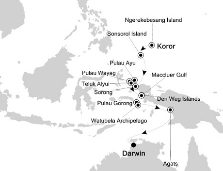 Cruises Around The World Silversea Silver Discoverer March 14-28 2028 Koror to Darwin