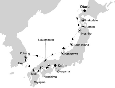 Cruises Around The World Silversea Silver Discoverer September 2-13 2028 Otaru to Kobe