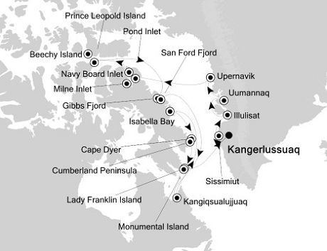 Cruises Around The World Silversea Silver Explorer August 22 September 9 2028 Kangerlussuaq to Kangerlussuaq