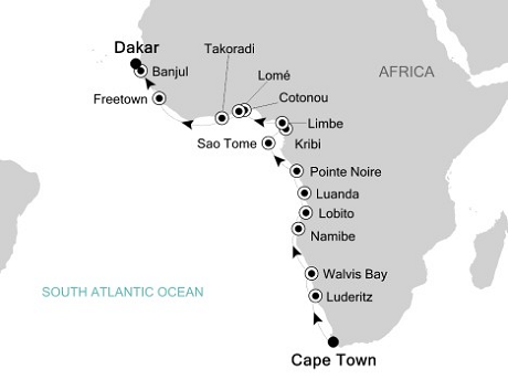 Cruises Around The World Silversea Silver Explorer March 23 April 15 2028 Cape Town to Dakar