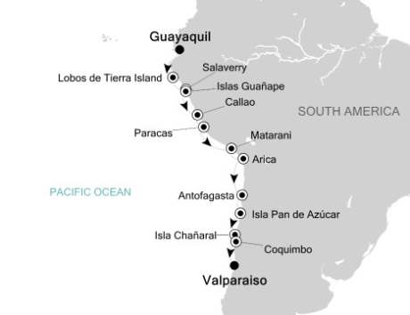 Cruises Around The World Silversea Silver Explorer October 25 November 8 2026 Guayaquil, Ecuador to Valparaíso, Chile