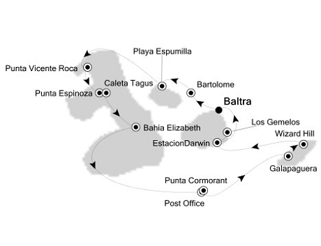Cruises Around The World Silversea Silver Galapagos February 20-27 2028 Baltra, Galapagos to Baltra, Galapagos
