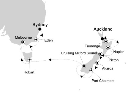 Cruises Around The World Silversea Silver Shadow December 19 2026 January 3 2027 Auckland, New Zealand to Sydney, Australia