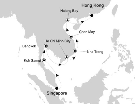 Cruises Around The World Silversea Silver Shadow February 10-24 2026 Singapore, Singapore to Hong Kong, China