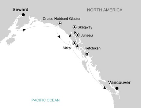 Cruises Around The World Silversea Silver Shadow June 30 July 7 2028 Seward, Alaska to Vancouver