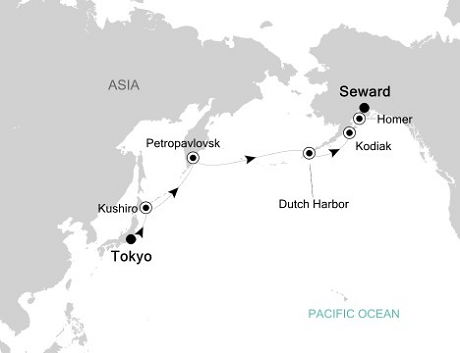 Cruises Around The World Silversea Silver Shadow May 7-19 2028 Tokyo to Seward, Alaska