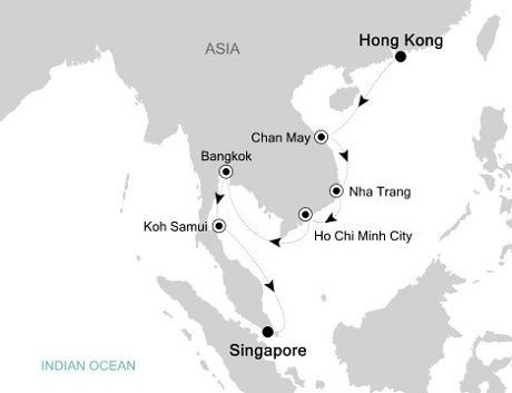 Cruises Around The World Silversea Silver Shadow October 20-31 2028 Hong Kong to Singapore