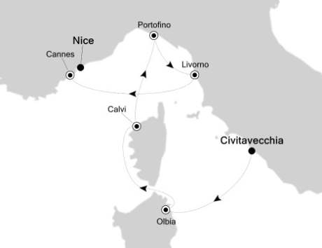 Cruises Around The World Silversea Silver Spirit April 29 May 6 2026 Civitavecchia, Italy to Nice, France
