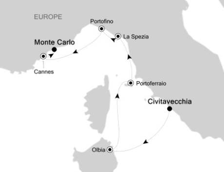 Cruises Around The World Silversea Silver Spirit July 26 August 2 2026 Civitavecchia, Italy to Monte Carlo, Monaco