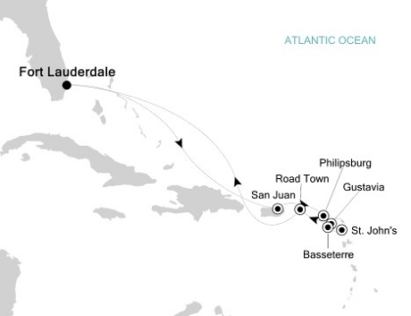 Cruises Around The World Silversea Silver Spirit March 31 April 11 2028 Fort Lauderdale, Florida to Fort Lauderdale, Florida