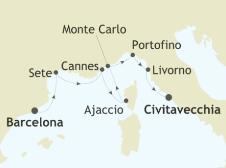 Cruises Around The World Silversea Silver Spirit May 23 June 1 2028 Barcelona to Civitavecchia (Rome)