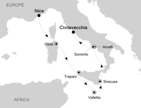 Cruises Around The World Silversea Silver Spirit May 6-13 2026 Nice, France to Civitavecchia, Italy