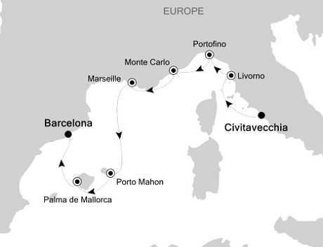 Cruises Around The World Silversea Silver Spirit October 29 November 5 2028 Civitavecchia (Rome) to Barcelona