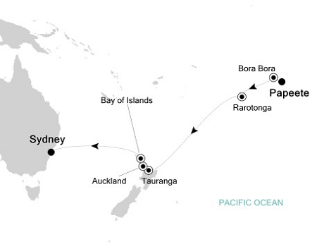 Cruises Around The World Silversea Silver Whisper January 30 February 13 2028 Papeete, Tahiti, French Polynesia to Sydney, Australia