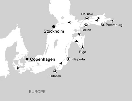Cruises Around The World Silversea Silver Whisper july 1-11 2028 Copenhagen to Stockholm