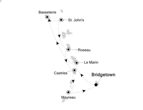 Cruises Around The World Silversea Silver Wind December 2-9 2026 Bridgetown, Barbados to Bridgetown, Barbados
