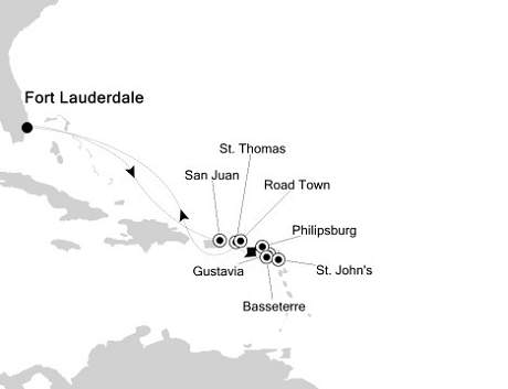 Cruises Around The World Silversea Silver Wind January 6-18 2028 Fort Lauderdale, Florida to Fort Lauderdale, Florida
