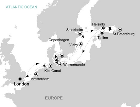 Cruises Around The World Silversea Silver Wind July 21 August 5 2028 London (Tower Bridge) to London (Tower Bridge)