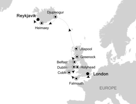 Cruises Around The World Silversea Silver Wind July 31 August 12 2026 London, United Kingdom to Reykjavík, Iceland