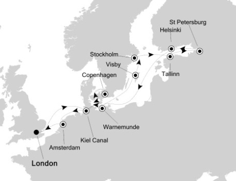 Cruises Around The World Silversea Silver Wind June 29 July 14 2026 London, United Kingdom to London, United Kingdom