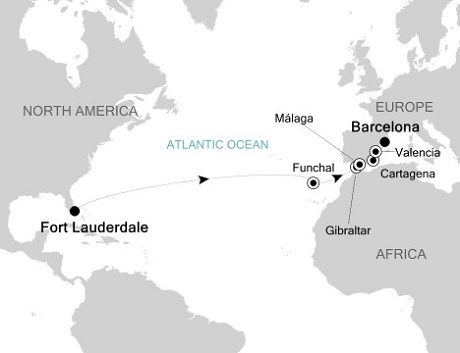 Cruises Around The World Silversea Silver Wind March 28 April 13 2028 Fort Lauderdale, Florida to Barcelona
