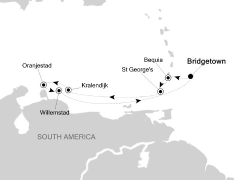 Cruises Around The World Silversea Silver Wind November 25 December 2 2026 Bridgetown, Barbados to Bridgetown, Barbados