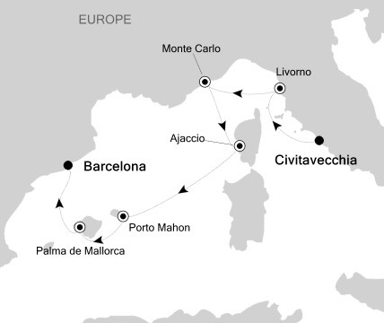 Cruises Around The World Silversea Silver Wind November 8-15 2028 Rome (Civitavecchia), Italy to Barcelona, Spain